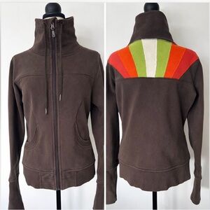 Lululemon Rare Sunset Back Panel Jacket Brown Funnel Neck Y2K Hoodie